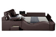 GFD Home - Zoya Smart Multifunctional Queen Size Bed Made with Wood in Brown - GreatFurnitureDeal