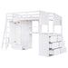 GFD Home - Twin Size Loft Bed with Wardrobe and Drawers, attached Desk with Shelves, White - GreatFurnitureDeal