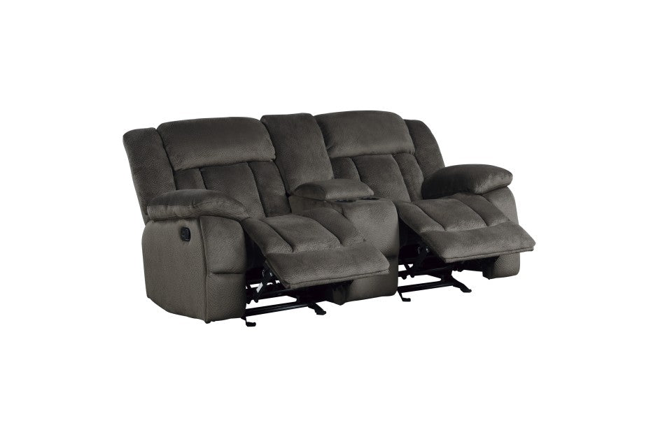 Homelegance - Laurelton Chocolate Double Glider Reclining Love Seat W- Cntr Console - 9636-2