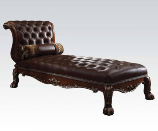 Acme Furniture - Dresden Tufted Chaise in Cherry Oak - 96487 - GreatFurnitureDeal