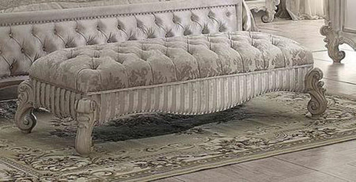 Acme Furniture - Versailles Bench, Ivory Fabric & Bone White - 96540 - GreatFurnitureDeal