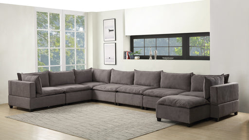 GFD Home - Madison Light Gray Fabric 8 Piece Modular Sectional Sofa Chaise - GreatFurnitureDeal