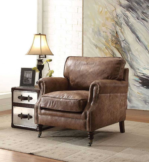 Acme Furniture - Dundee Retro Brown Leather Accent Chair - 96675 - GreatFurnitureDeal