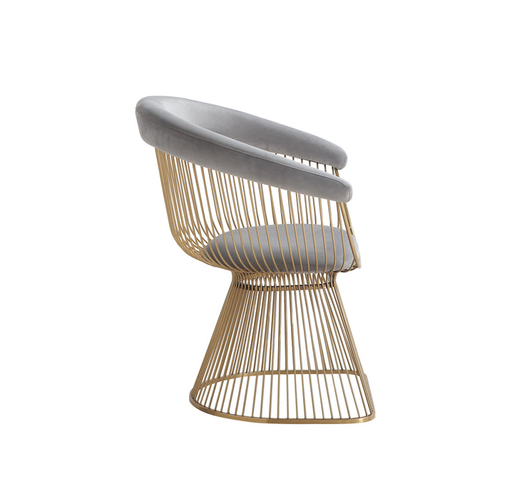 GFD Home - Modrest Chandler Modern Grey Velvet & Gold Dining Chair - GreatFurnitureDeal