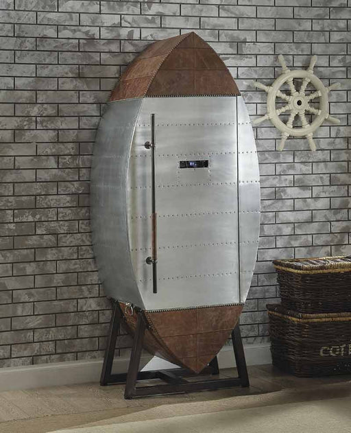 Acme Furniture - Brancaster Retro Brown TGL & Aluminum Wine Cabinet & Cooler - 97195 - GreatFurnitureDeal