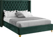 Meridian Furniture - Barolo Velvet Queen Bed in Green - BaroloGreen-Q - GreatFurnitureDeal