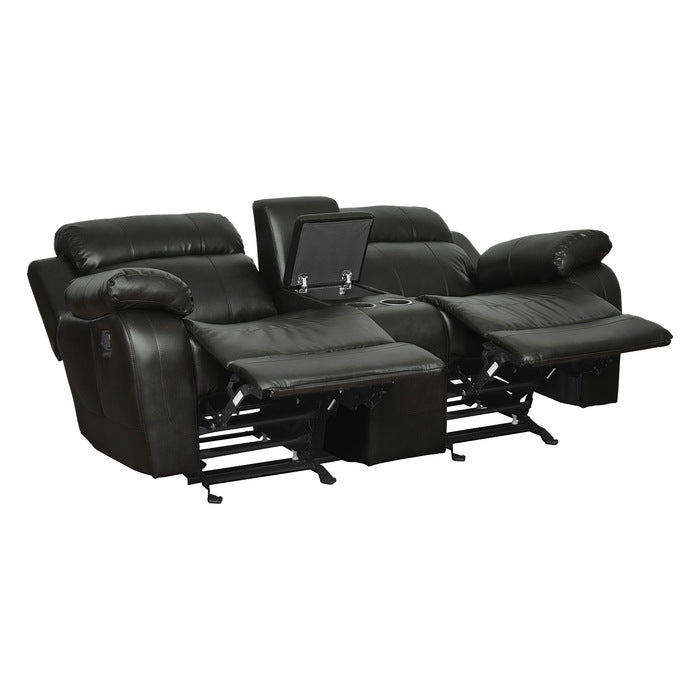 Homelegance - Marille Black Double Glider Reclining Love Seat W- Cntr Console - 9724BLK-2