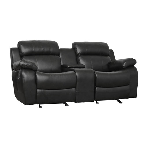 Homelegance - Marille Black Double Glider Reclining Love Seat W- Cntr Console - 9724BLK-2 - GreatFurnitureDeal
