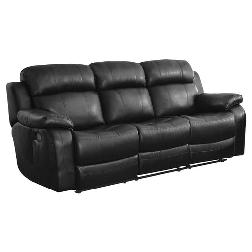 Homelegance - Marille Black Double Reclining Sofa W- Cntr Drop-Down Cup-Hldr - 9724BLK-3 - GreatFurnitureDeal