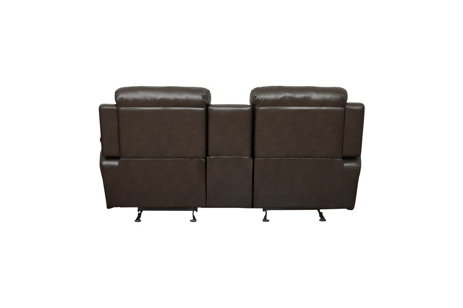 Homelegance - Marille Dark Brown Double Glider Reclining Love Seat W- Cntr Console - 9724BRW-2