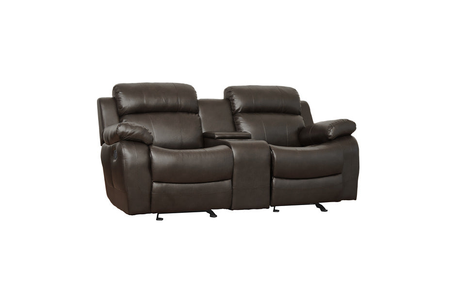 Homelegance - Marille Dark Brown Double Glider Reclining Love Seat W- Cntr Console - 9724BRW-2