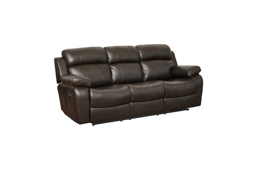 Homelegance - Marille Dark Brown Double Reclining Sofa W- Cntr Drop-Down Cup-Hldr - 9724BRW-3 - GreatFurnitureDeal