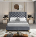 Meridian Furniture - Barolo Velvet Queen Bed in Grey - BaroloGrey-Q - GreatFurnitureDeal