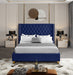 Meridian Furniture - Barolo Velvet Queen Bed in Navy - BaroloNavy-Q - GreatFurnitureDeal