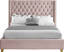 Meridian Furniture - Barolo Velvet Queen Bed in Pink - BaroloPink-Q - GreatFurnitureDeal