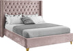 Meridian Furniture - Barolo Velvet King Bed in Pink - BaroloPink-K - GreatFurnitureDeal