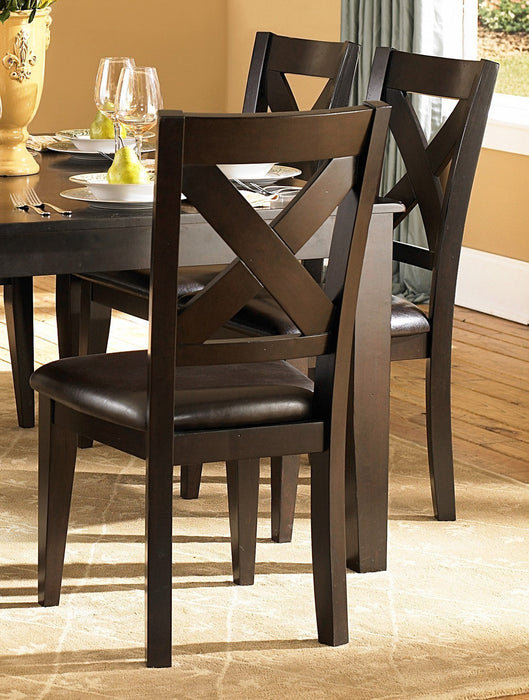 GFD Home - Strong Durable 7pc Dining Set Table w Self-Storing Leaf and 6 Side Chairs Warm Merlot Finish Dining Room Furniture - GreatFurnitureDeal