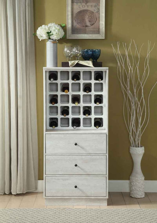 Acme Furniture - Wiesta Antique White Wine Cabinet - 97544 - GreatFurnitureDeal