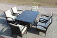 GFD Home - Patio 7-Piece Rectangular Dining Set with 6 Dining Chairs (Brown &Beige Cushion ) - GreatFurnitureDeal