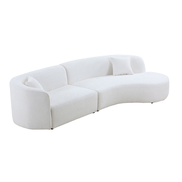 GFD Home - Luxury Modern Style Living Room Upholstery Curved Sofa with Chaise 2-Piece Set, Right Hand Facing Sectional,  Boucle Couch, White - GreatFurnitureDeal