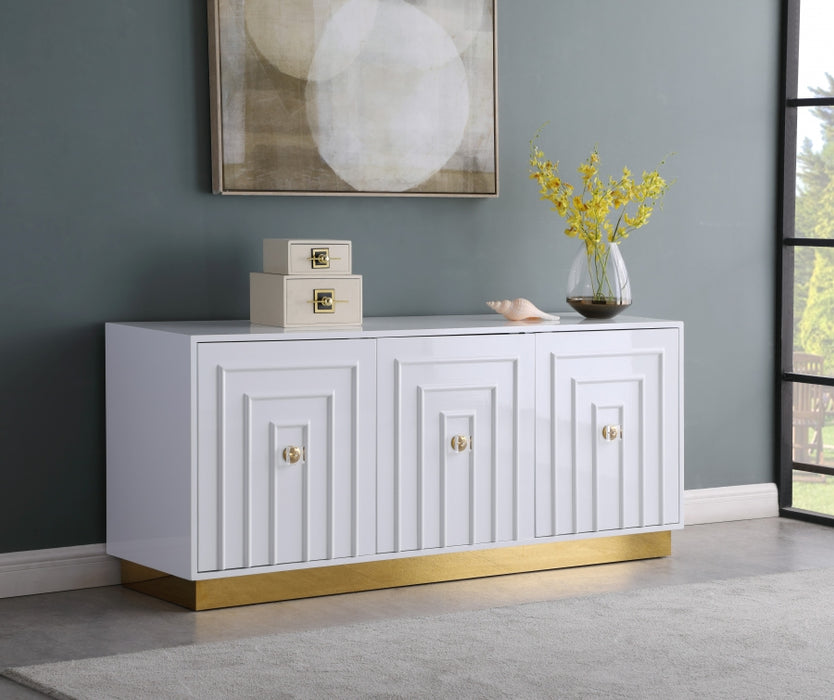 Meridian Furniture - Cosmopolitan Sideboard-Buffet in White Lacquer - 340