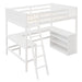 GFD Home - Full size Loft Bed with Shelves and Desk, Wooden Loft Bed with Desk - White - GreatFurnitureDeal