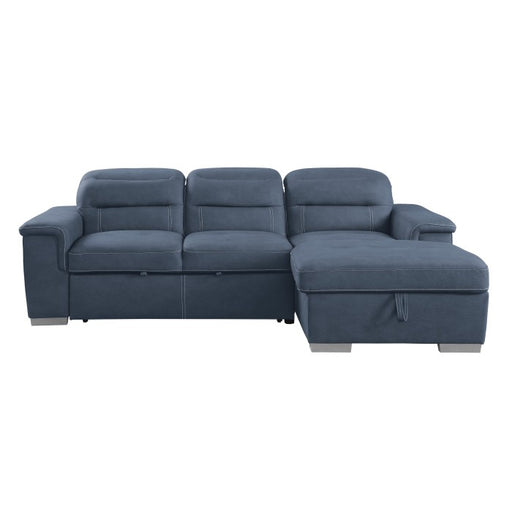 Homelegance - Alfio 2-Piece Sectional with Pull-out Bed and Hidden Storage - 9808BUE*SC - GreatFurnitureDeal