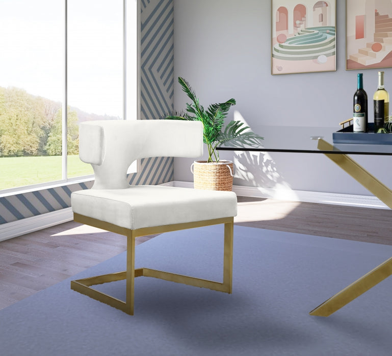 Meridian Furniture - Alexandra Velvet Dining Chair Set of 2 in Cream - 953Cream-C