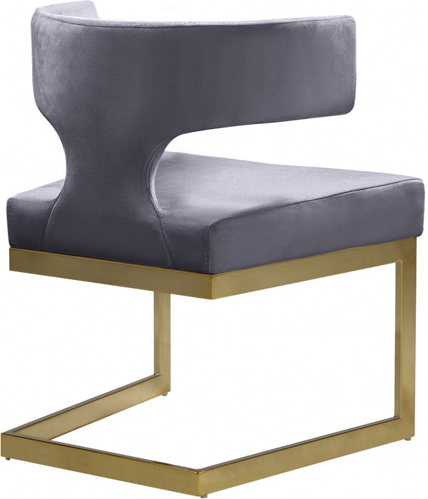 Meridian Furniture - Alexandra Velvet Dining Chair Set of 2 in Grey - 953Grey-C - GreatFurnitureDeal