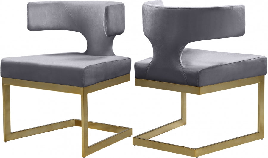 Meridian Furniture - Alexandra Velvet Dining Chair Set of 2 in Grey - 953Grey-C - GreatFurnitureDeal