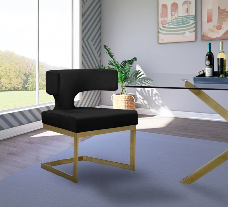 Meridian Furniture - Alexandra Velvet Dining Chair Set of 2 in Black - 953Black-C - GreatFurnitureDeal