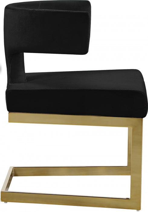 Meridian Furniture - Alexandra Velvet Dining Chair Set of 2 in Black - 953Black-C