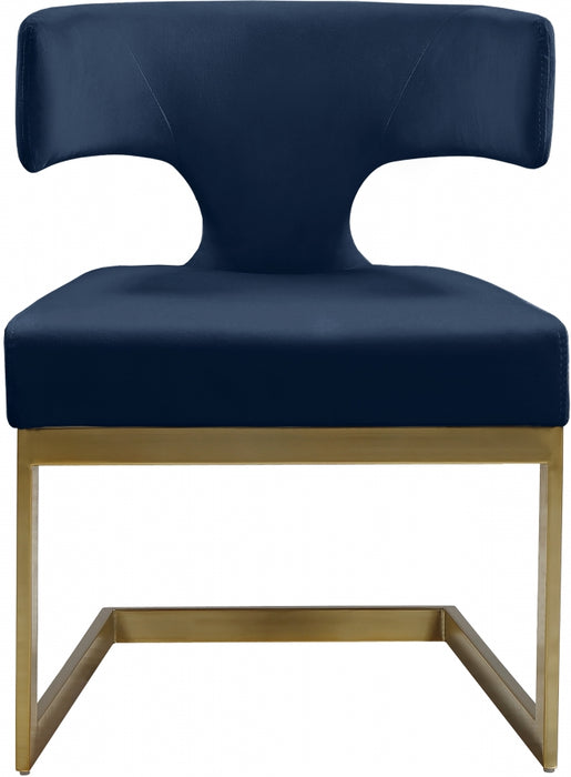 Meridian Furniture - Alexandra Velvet Dining Chair Set of 2 in Navy - 953Navy-C - GreatFurnitureDeal