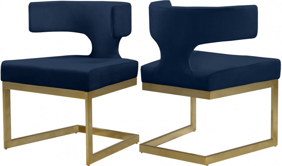 Meridian Furniture - Alexandra Velvet Dining Chair Set of 2 in Navy - 953Navy-C
