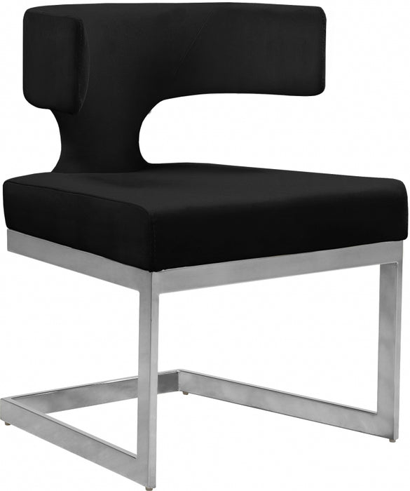 Meridian Furniture - Alexandra Velvet Dining Chair Set of 2 in Black - 954Black-C - GreatFurnitureDeal