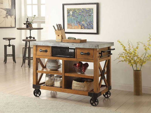 Acme Furniture - Kailey Antique Oak Kitchen Cart - 98182 - GreatFurnitureDeal