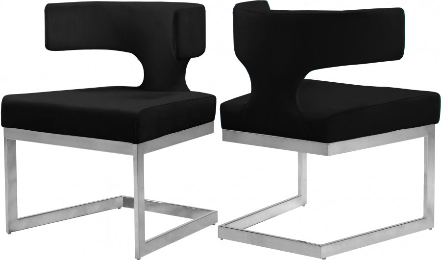 Meridian Furniture - Alexandra Velvet Dining Chair Set of 2 in Black - 954Black-C