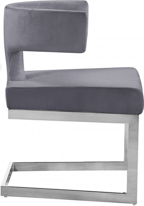 Meridian Furniture - Alexandra Velvet Dining Chair Set of 2 in Grey - 954Grey-C