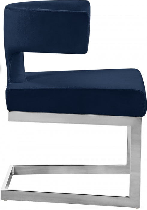 Meridian Furniture - Alexandra Velvet Dining Chair Set of 2 in Navy - 954Navy-C