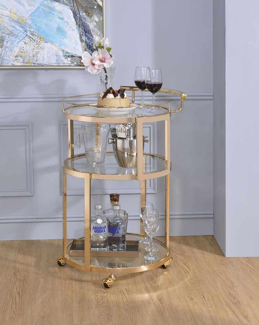 Acme Furniture - Madelina Gold & Clear Glass Serving Cart - 98286 - GreatFurnitureDeal