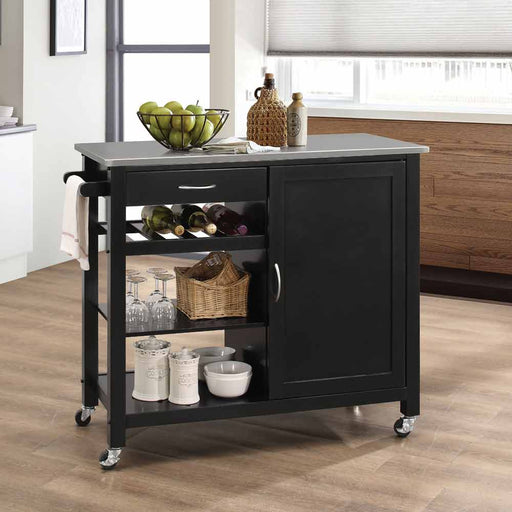 Acme Furniture - Ottawa Black MDF Kitchen Cart - 98317 - GreatFurnitureDeal