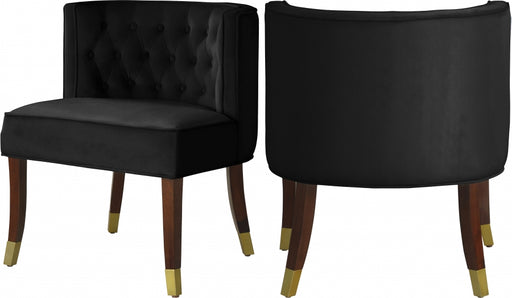 Meridian Furniture - Perry Velvet Dining Chair Set of 2 in Black - 933Black-C - GreatFurnitureDeal