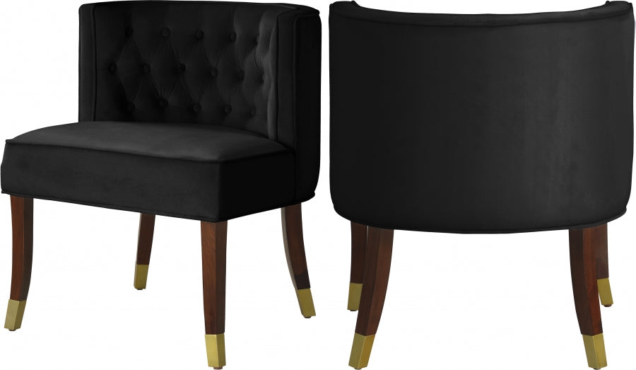 Meridian Furniture - Perry Velvet Dining Chair Set of 2 in Black - 933Black-C - GreatFurnitureDeal