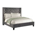 GFD Home - Galaxy Home Allen Tufted Velvet King Upholstered Bed in Gray - GreatFurnitureDeal