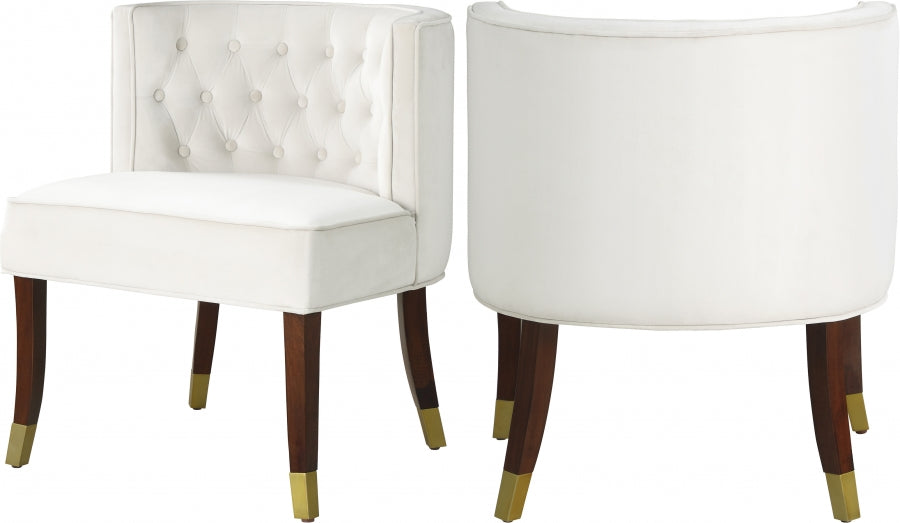 Meridian Furniture - Perry Velvet Dining Chair Set of 2 in Cream - 933Cream-C
