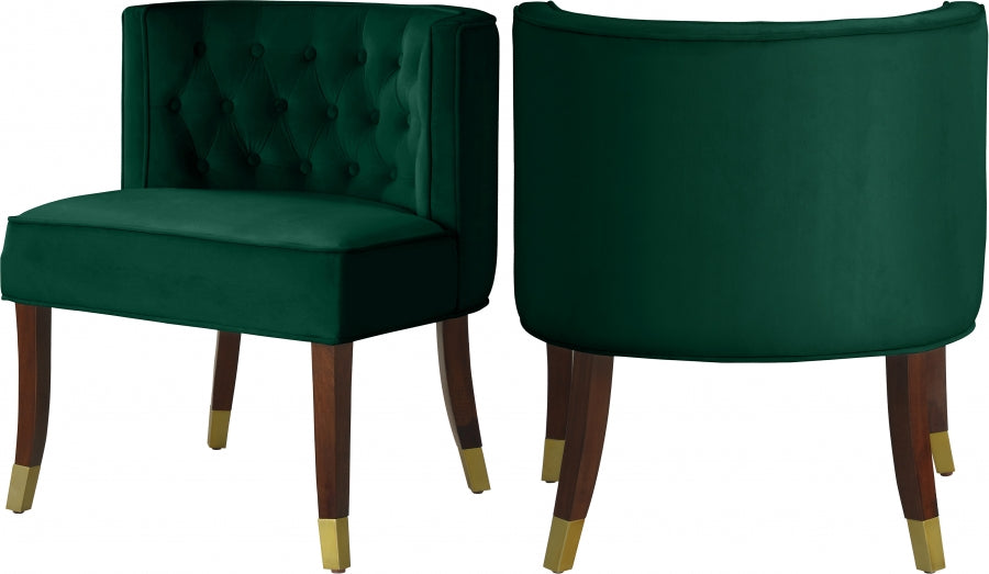 Meridian Furniture - Perry Velvet Dining Chair Set of 2 in Green - 933Green-C - GreatFurnitureDeal