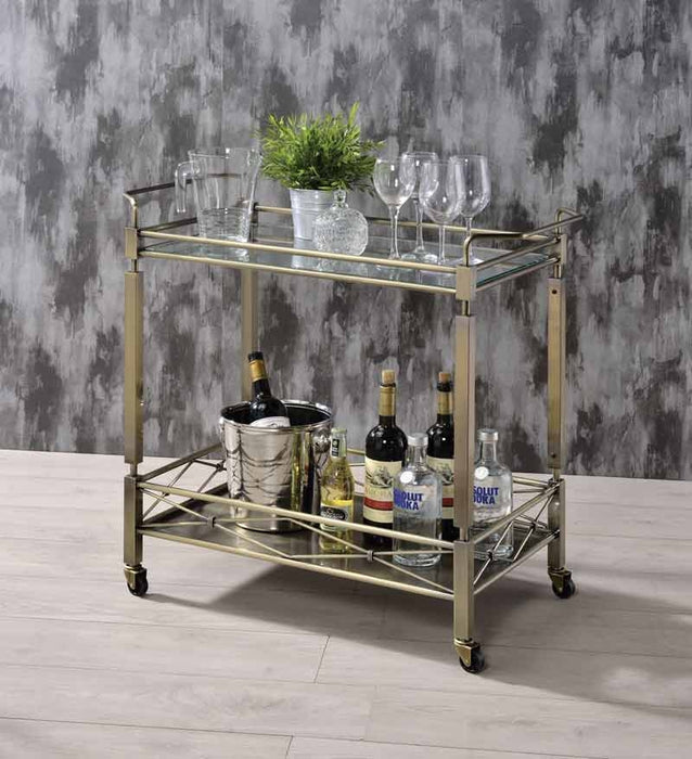 Acme Furniture - Matiesen Antique Gold & Clear Glass Serving Cart - 98350 - GreatFurnitureDeal