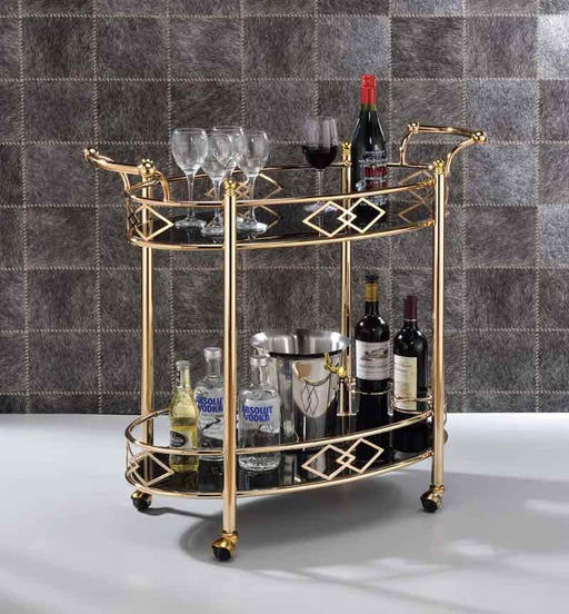 Acme Furniture - Ottesen Gold & Black Glass Serving Cart - 98351 - GreatFurnitureDeal
