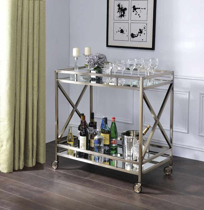 Acme Furniture - Kristensen Antique Gold & Mirror Serving Cart - 98352