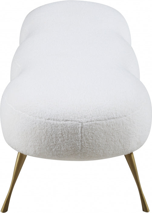Meridian Furniture - Nube Faux Sheepskin Fur Bench in White - 109Fur